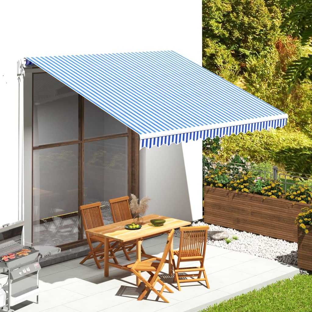Vidaxl vervangingsdoek voor luifel 4x3,5 m blauw en wit