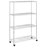 Vidaxl opbergrek 4-laags met wielen 200 kg 90x35x142 cm chroomkleurig