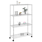 Vidaxl opbergrek 4-laags met wielen 200 kg 90x35x142 cm chroomkleurig