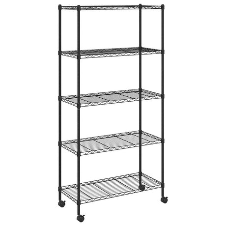 Vidaxl opbergrek 5-laags met wielen 250 kg 75x35x155 cm zwart