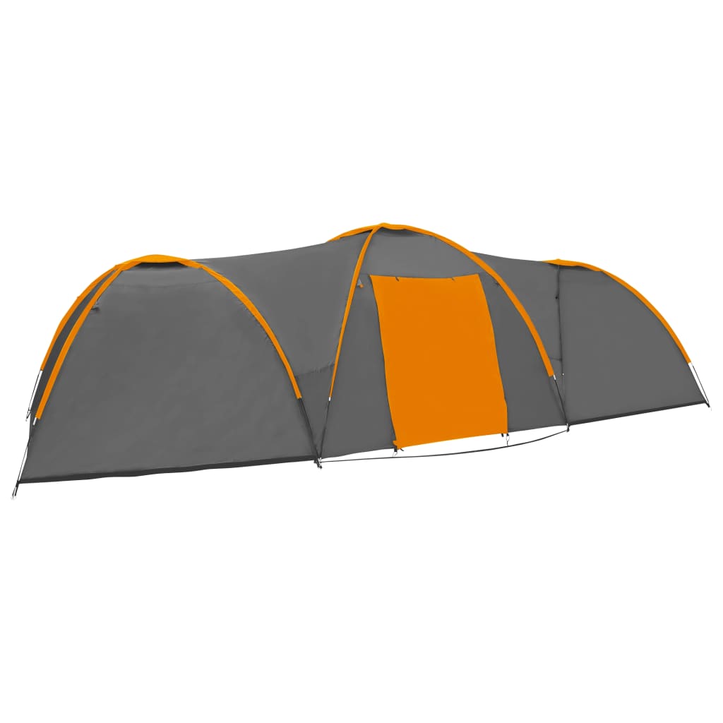 Vidaxl iglotent 8-persoons 650x240x190 cm grijs en oranje