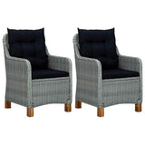 Vidaxl tuinstoelen 2 st met kussens poly rattan lichtgrijs