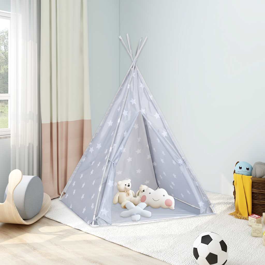Vidaxl kindertipitent met tas 115x115x160 cm polyester grijs