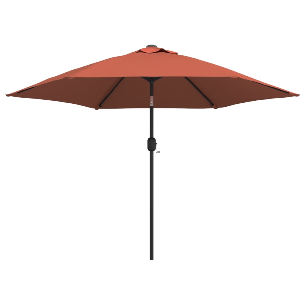 Vidaxl parasol met led-verlichting en stalen paal 300 cm terracotta