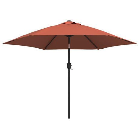 Vidaxl parasol met led-verlichting en stalen paal 300 cm terracotta