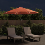 Vidaxl parasol met led-verlichting en stalen paal 300 cm terracotta