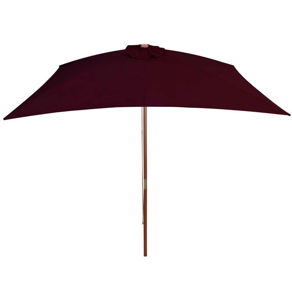 Vidaxl parasol met houten paal 200x300 cm bordeauxrood