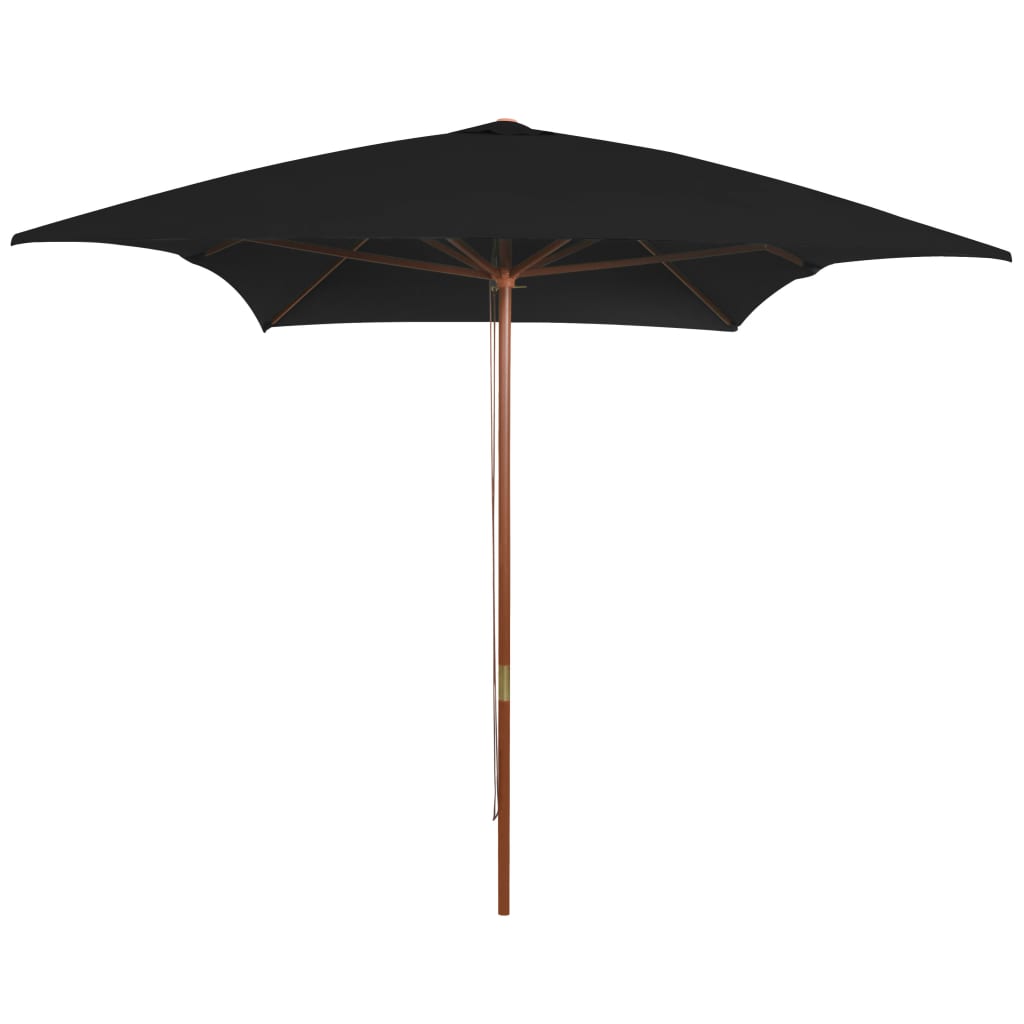 Vidaxl parasol met houten paal 200x300 cm zwart