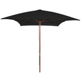 Vidaxl parasol met houten paal 200x300 cm zwart