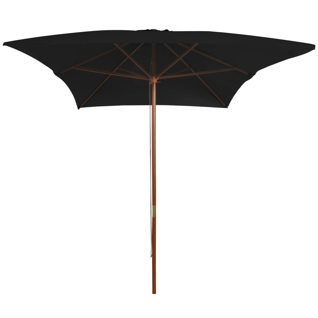 Vidaxl parasol met houten paal 200x300 cm zwart