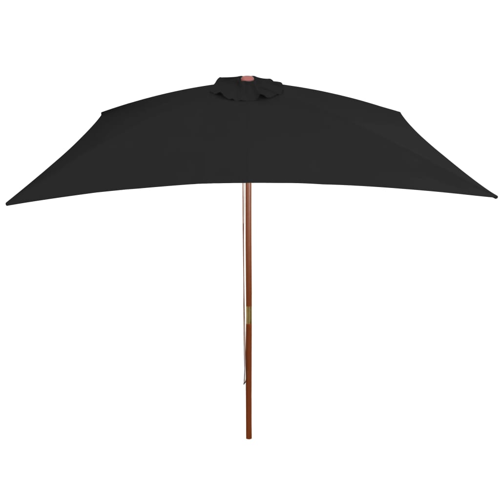 Vidaxl parasol met houten paal 200x300 cm zwart