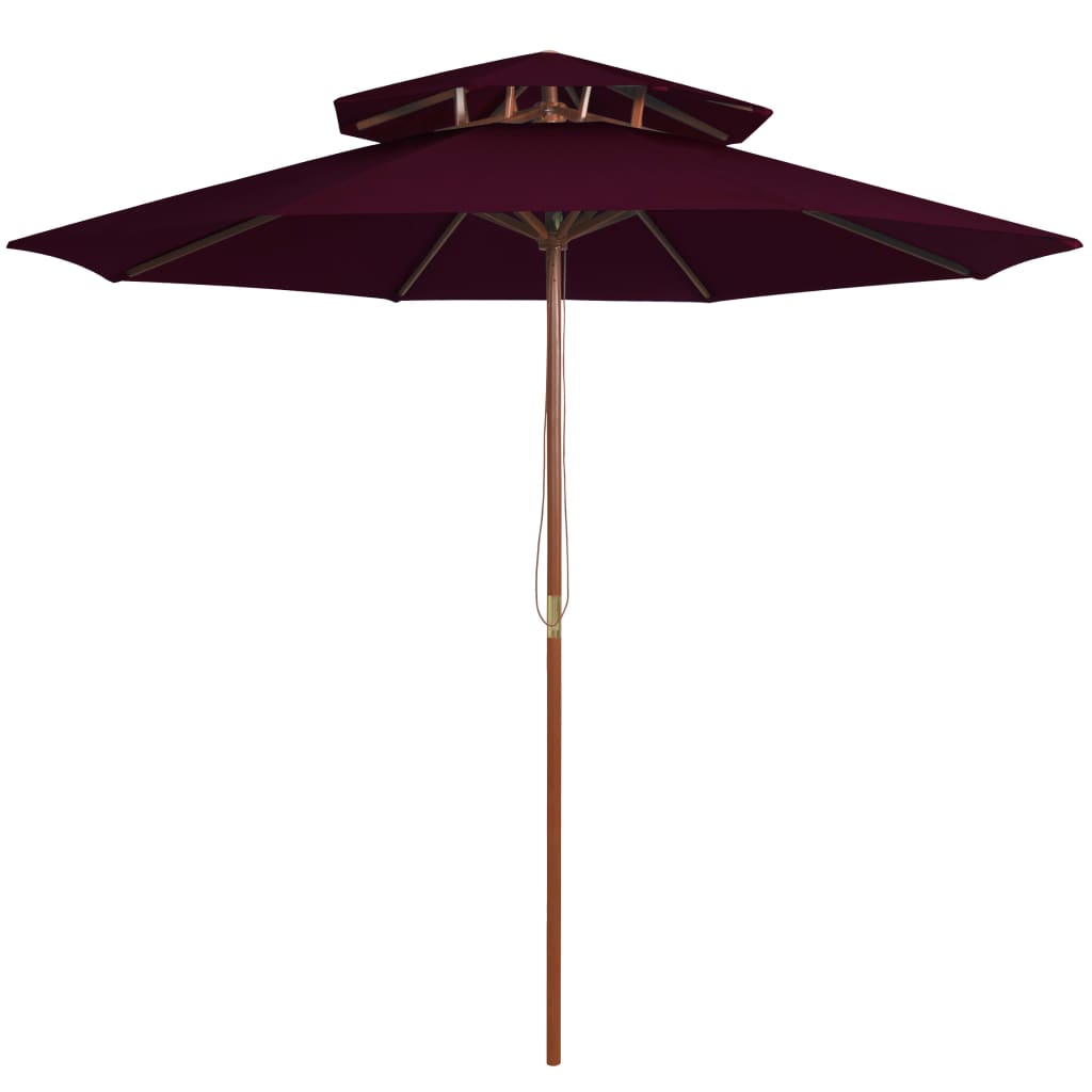 Vidaxl parasol dubbeldekker met houten paal 270 cm bordeauxrood