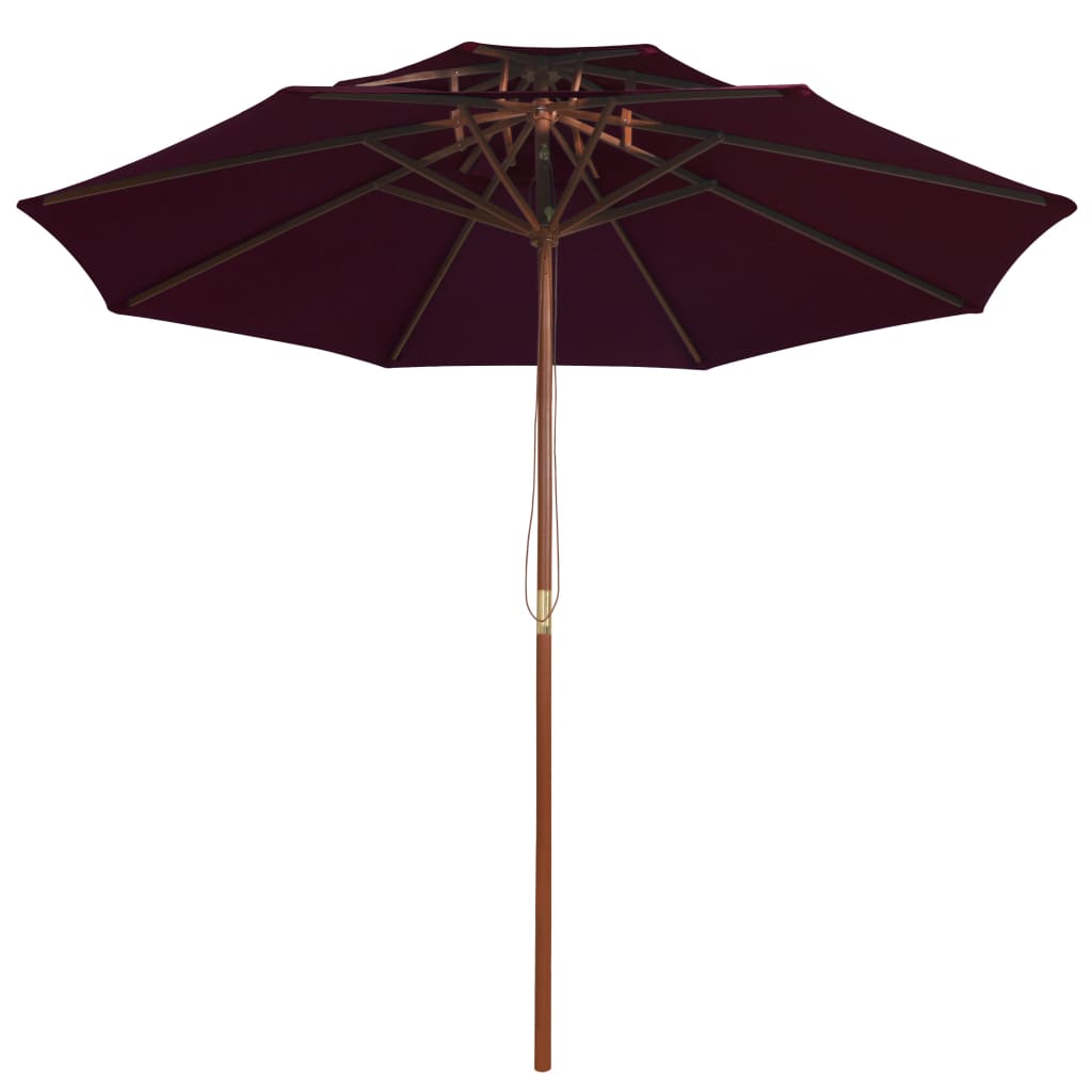 Vidaxl parasol dubbeldekker met houten paal 270 cm bordeauxrood