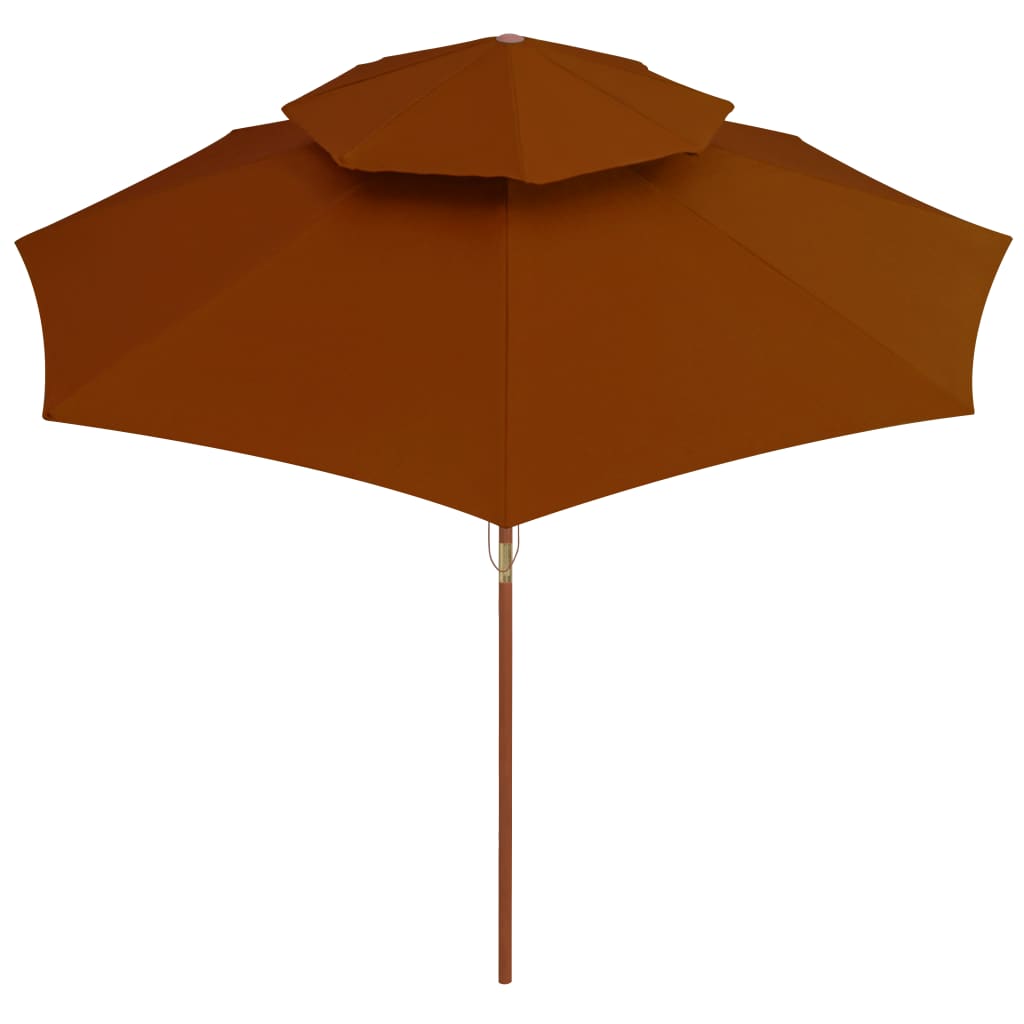 Vidaxl parasol dubbeldekker met houten paal 270 cm terracottakleurig