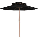 Vidaxl parasol dubbeldekker met houten paal 270 cm zwart