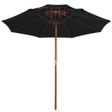 Vidaxl parasol dubbeldekker met houten paal 270 cm zwart