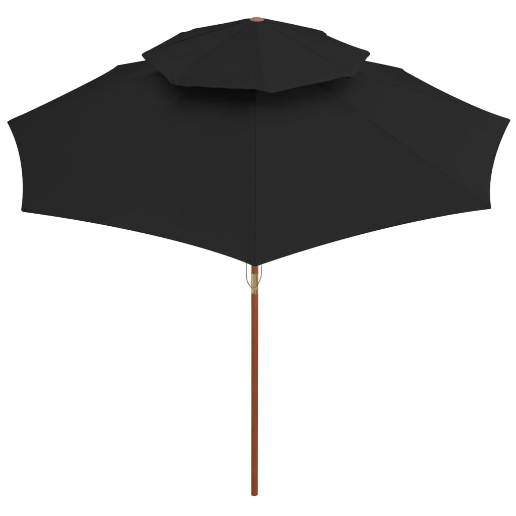 Vidaxl parasol dubbeldekker met houten paal 270 cm zwart