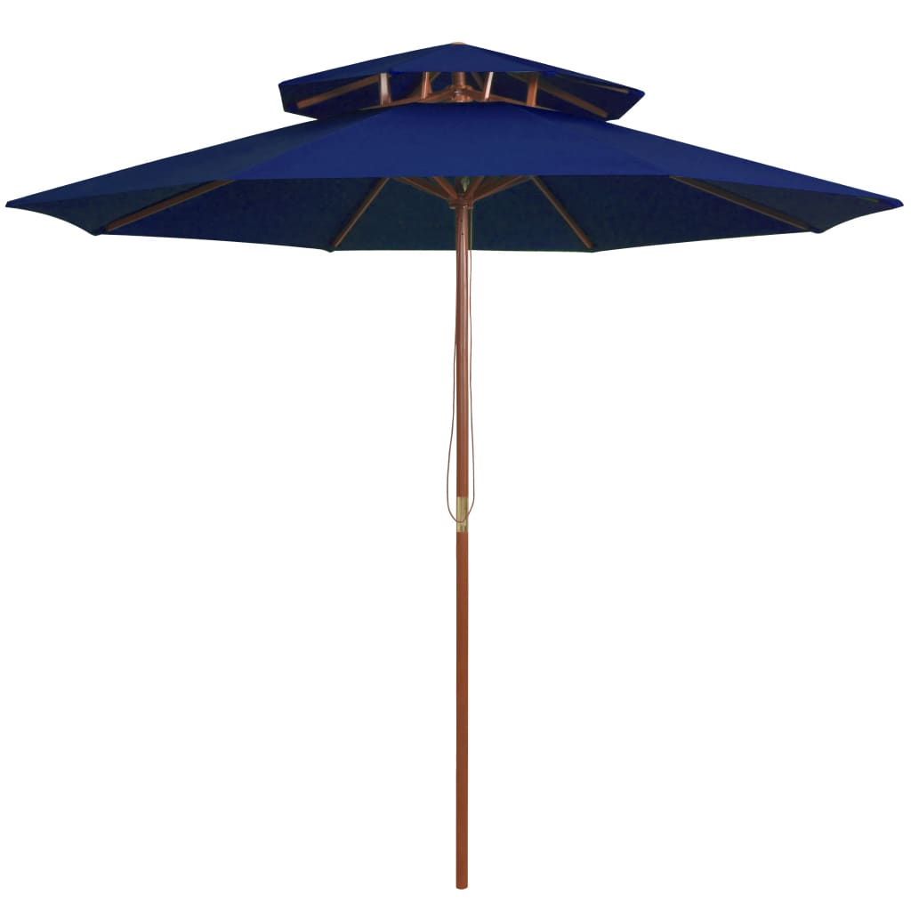 Vidaxl parasol dubbeldekker met houten paal 270 cm blauw