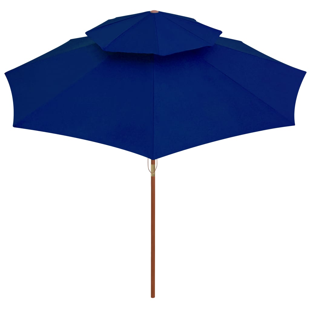 Vidaxl parasol dubbeldekker met houten paal 270 cm blauw