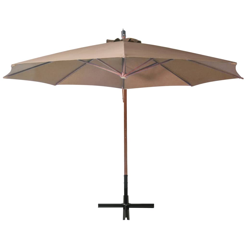 VidaXL Zweefparasol met paal 3,5x2,9 m massief vurenhout taupe