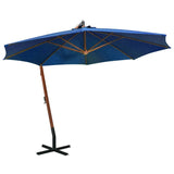 VidaXL Zweefparasol met paal 3,5x2,9 m massief vurenhout azuurblauw