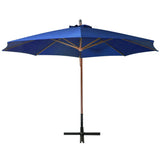 VidaXL Zweefparasol met paal 3,5x2,9 m massief vurenhout azuurblauw