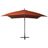 Vidaxl zweefparasol met paal 3x3 m massief vurenhout terracottakleurig