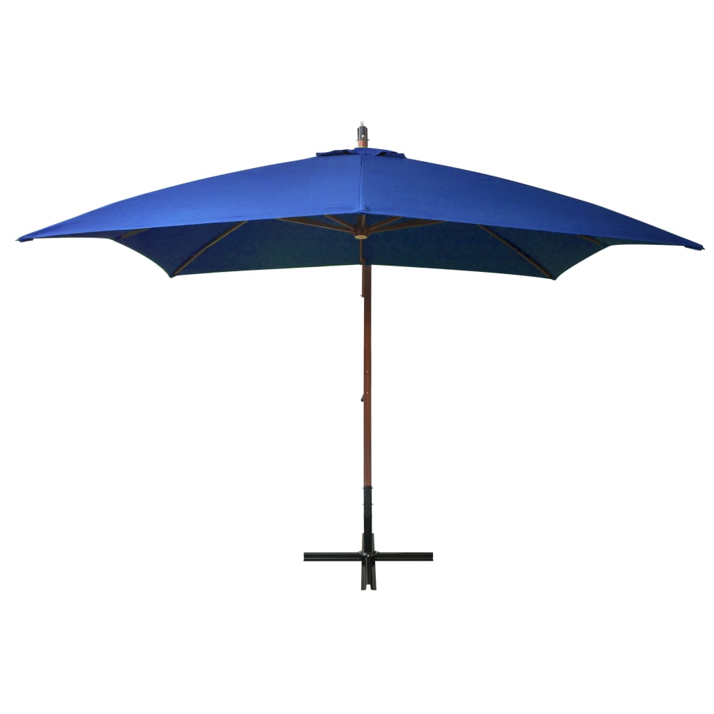 VidaXL Zweefparasol met paal 3x3 m massief vurenhout azuurblauw