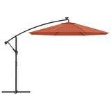 Vidaxl zweefparasol met led-verlichting en stalen paal terracottakleur