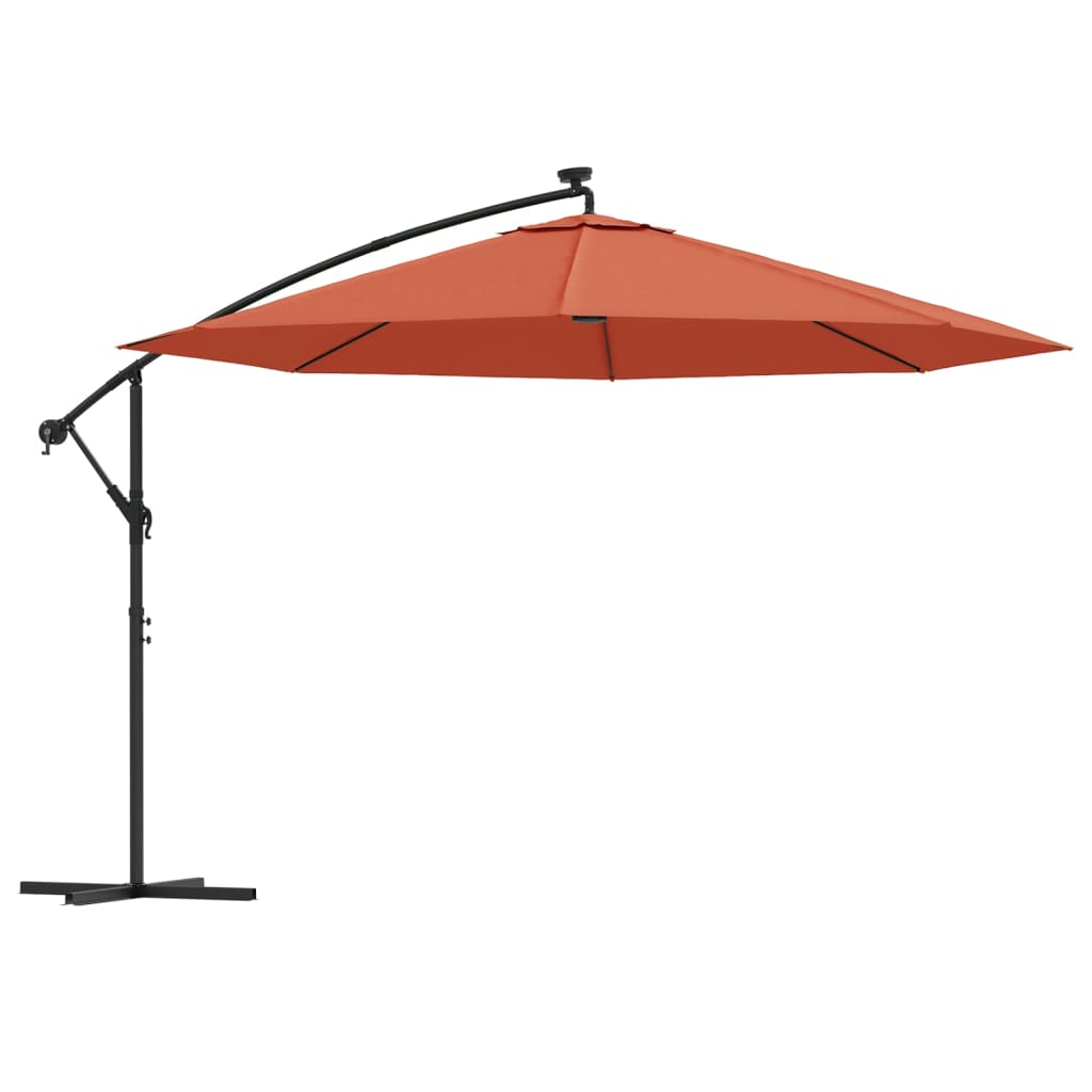 VidaXL Zweefparasol met LED-verlichting 350 cm terracottakleurig