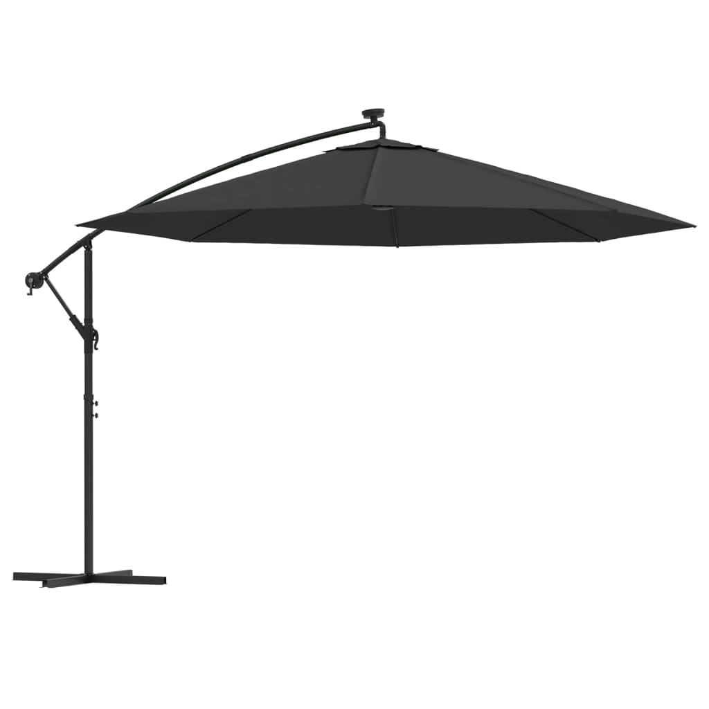 VidaXL Zweefparasol met LED-verlichting 350 cm zwart