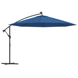 VidaXL Zweefparasol met LED-verlichting 350 cm azuurblauw