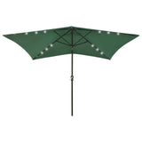 Vidaxl parasol met led's en stalen paal 2x3 m groen