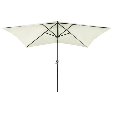 Vidaxl parasol met led's en stalen paal 2x3 m zandkleurig