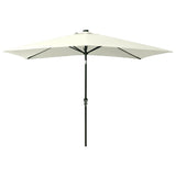 Vidaxl parasol met led's en stalen paal 2x3 m zandkleurig