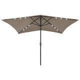 Vidaxl parasol met led's en stalen paal 2x3 m taupe