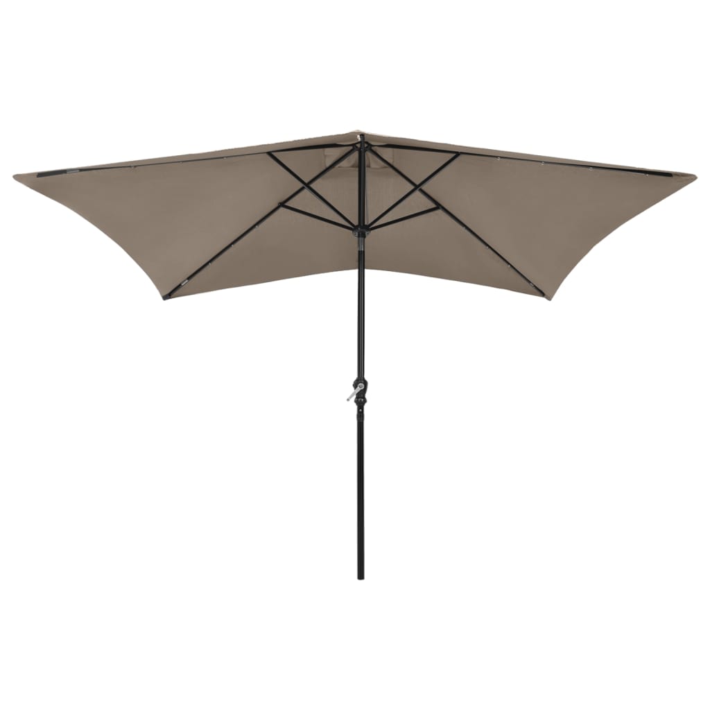 Vidaxl parasol met led's en stalen paal 2x3 m taupe