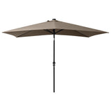 Vidaxl parasol met led's en stalen paal 2x3 m taupe