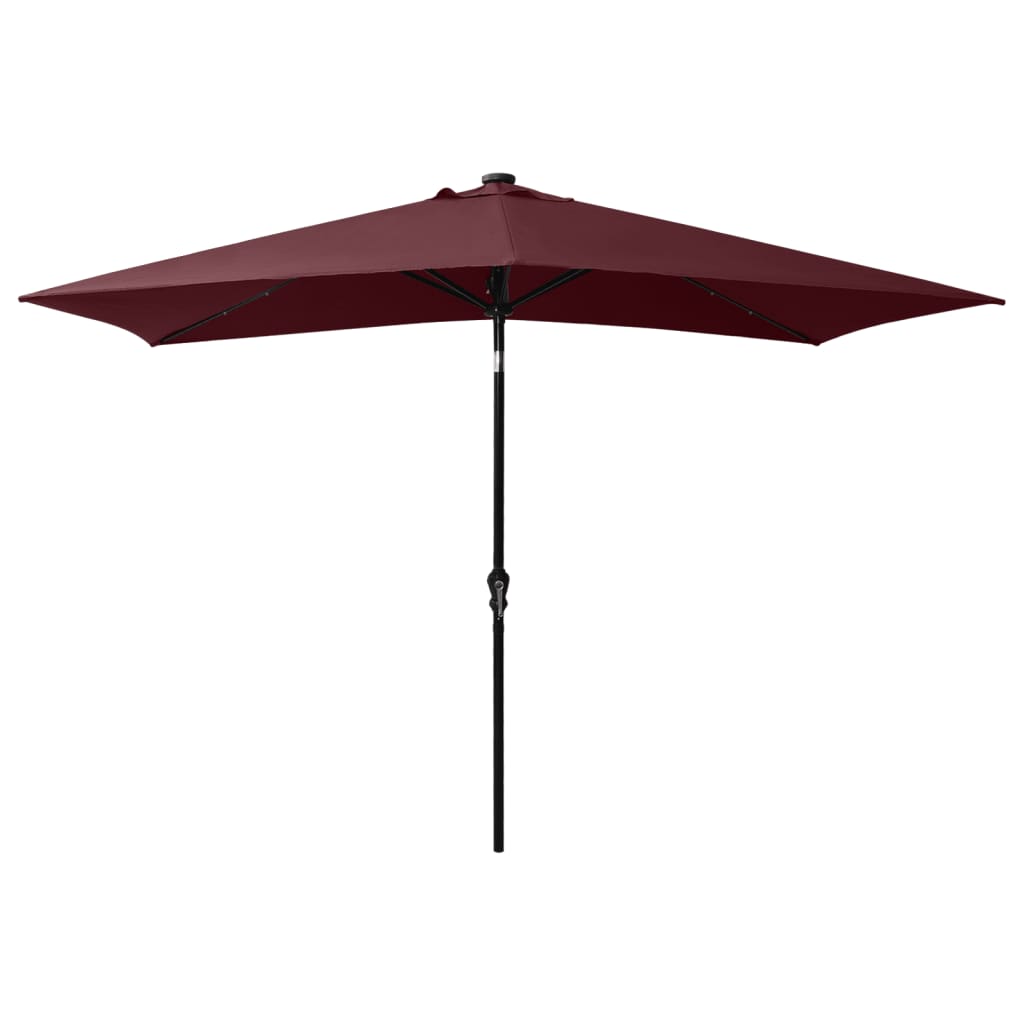 Vidaxl parasol met led's en stalen paal 2x3 m bordeauxrood