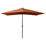 Vidaxl parasol met led's en stalen paal 2x3 m terracottakleurig