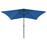 Vidaxl parasol met led's en stalen paal 2x3 m azuurblauw