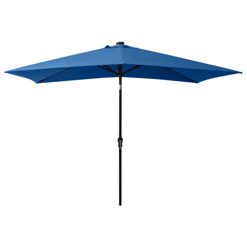 Vidaxl parasol met led's en stalen paal 2x3 m azuurblauw