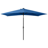 Vidaxl parasol met led's en stalen paal 2x3 m azuurblauw