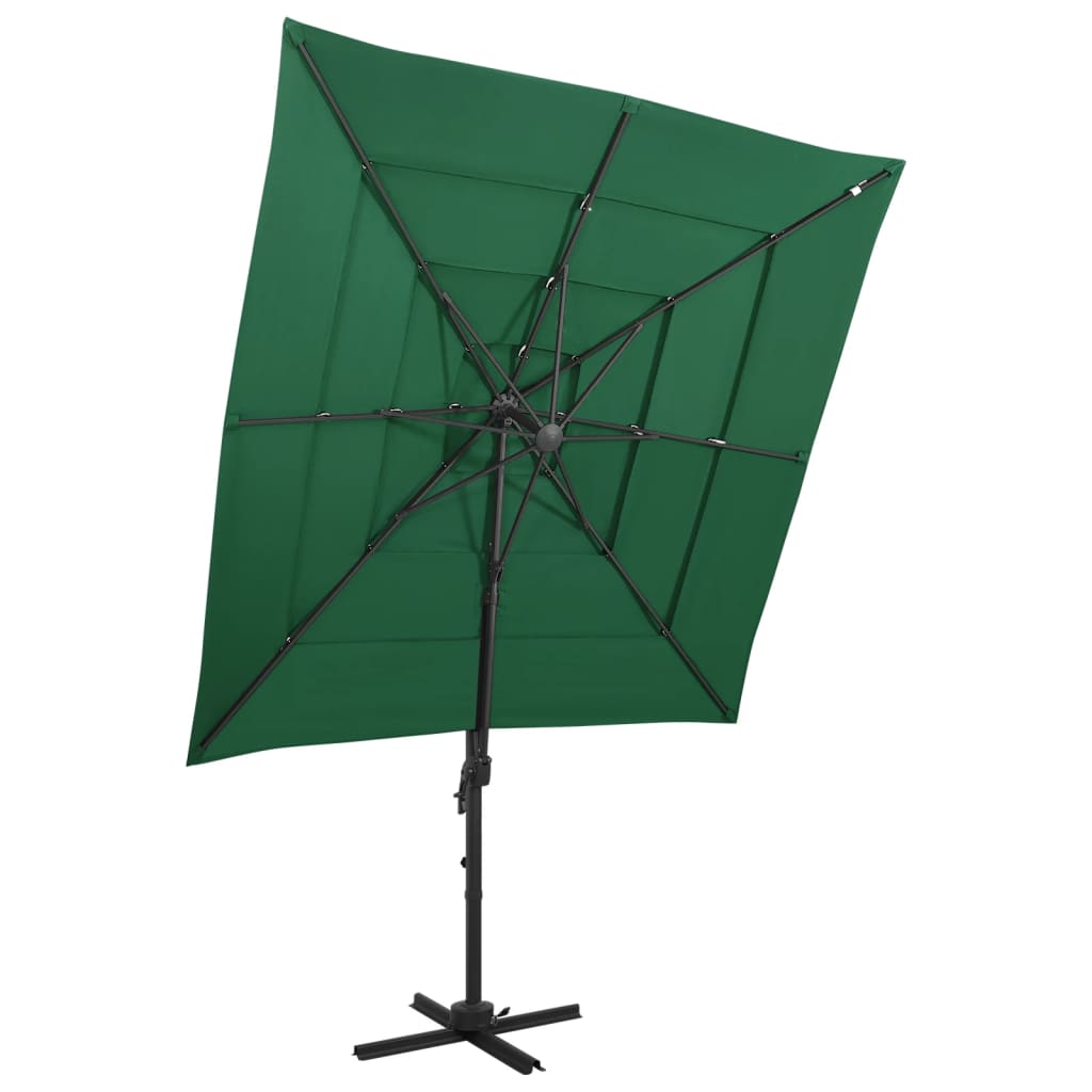 Vidaxl parasol 4-laags met aluminium paal 250x250 cm groen