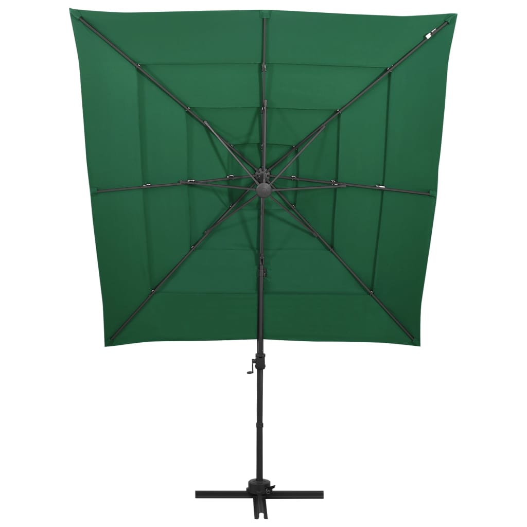 Vidaxl parasol 4-laags met aluminium paal 250x250 cm groen