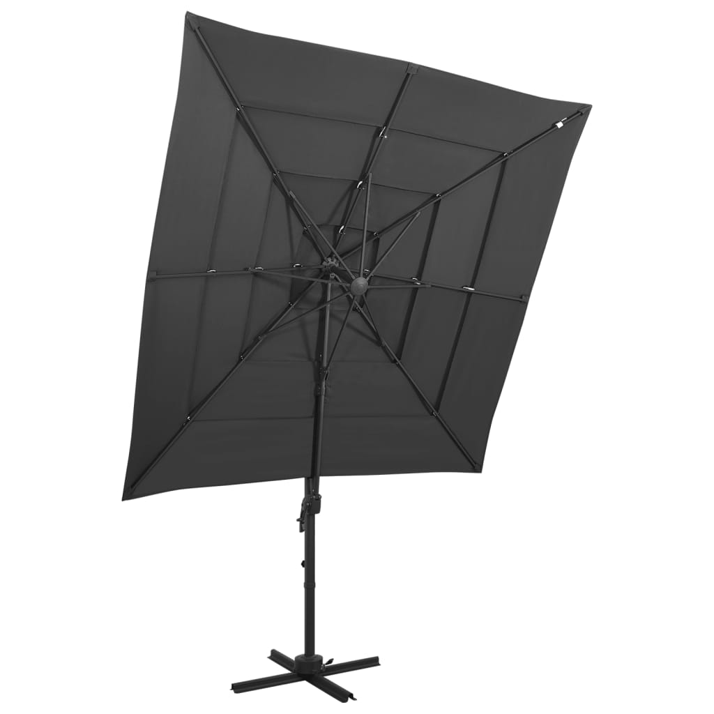 Vidaxl parasol 4-laags met aluminium paal 250x250 cm antracietkleurig