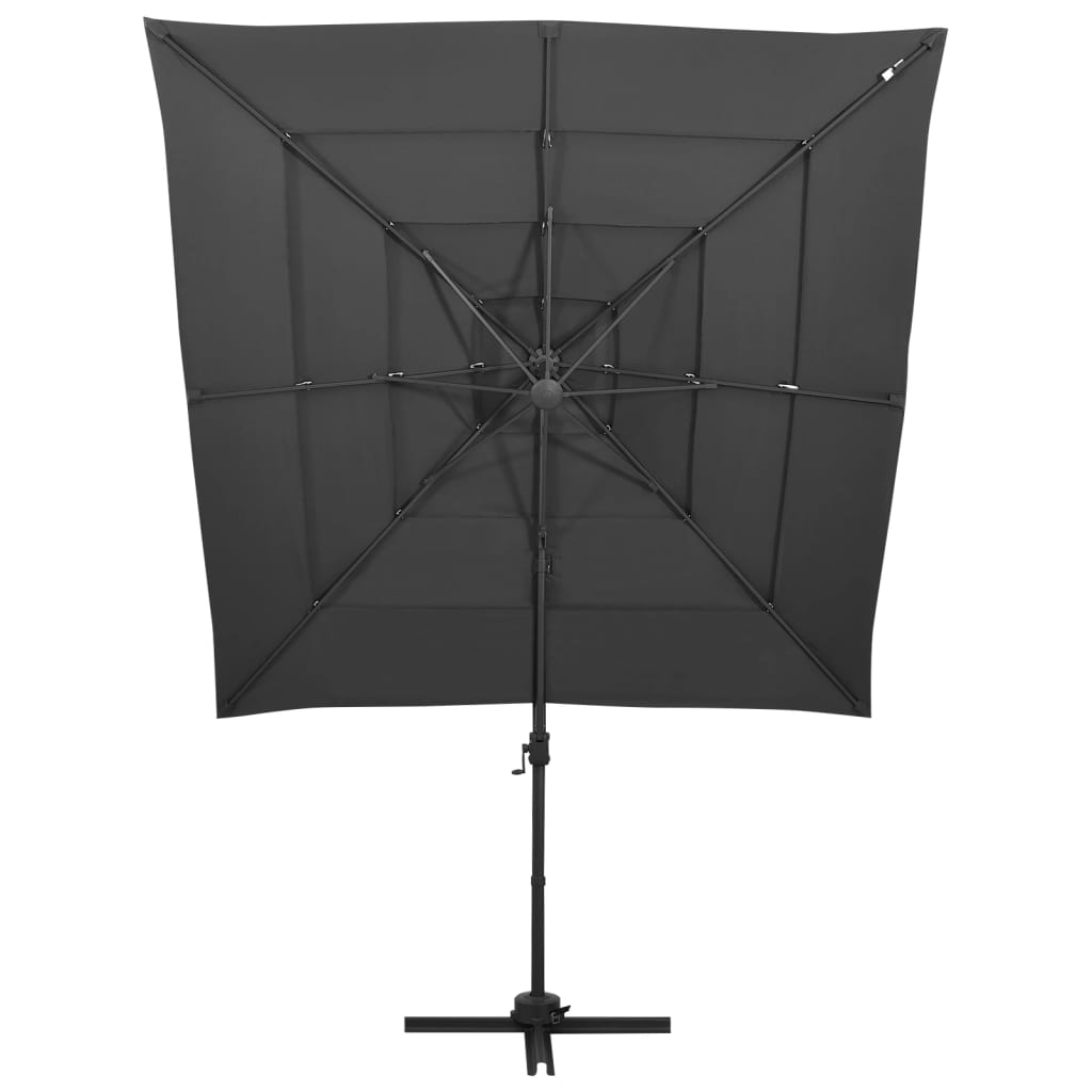 Vidaxl parasol 4-laags met aluminium paal 250x250 cm antracietkleurig