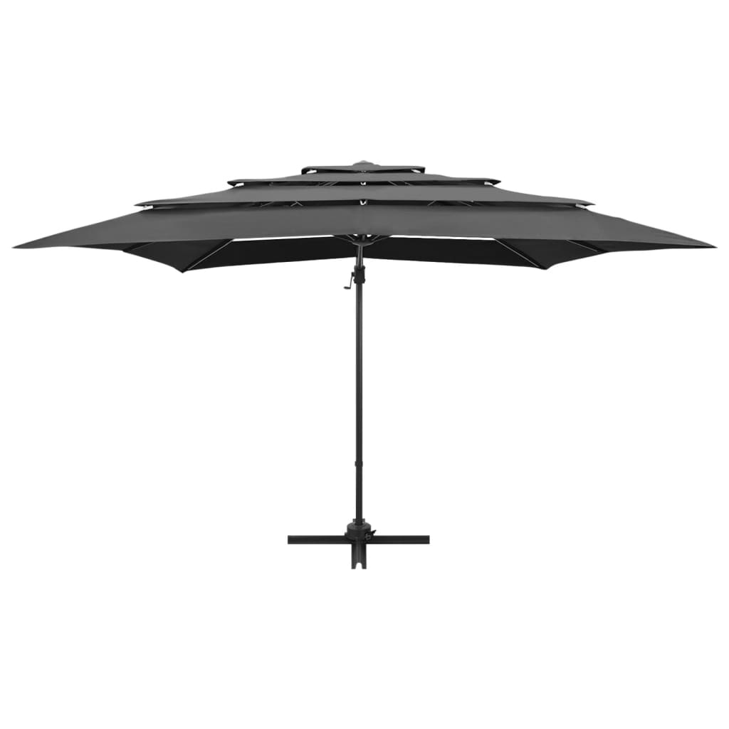 Vidaxl parasol 4-laags met aluminium paal 250x250 cm antracietkleurig