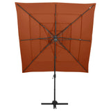 Vidaxl parasol 4-laags met aluminium paal 250x250 cm terracottakleurig