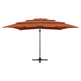 Vidaxl parasol 4-laags met aluminium paal 250x250 cm terracottakleurig